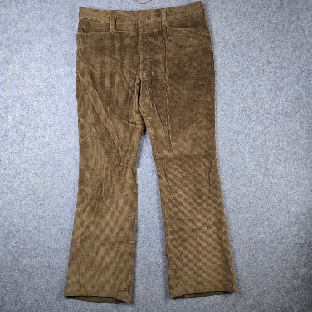 Vintage Levi's Sta-Prest Slacks Young Men 34x30 Brown Corduroy Pants Flare 70s